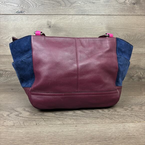 COACH Park Carrie Tote Handbag Purse Quilted Pink Maroon Navy G1393-F24693 - Picture 5 of 16